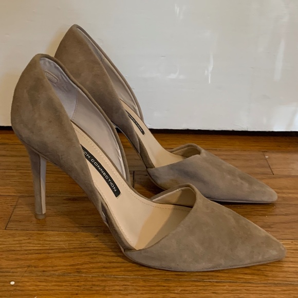 French Connection Ellecia D'Orsay Tan Suede Pumps - Picture 1 of 3